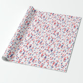 Rood wit en blauwe muziek cadeaupapier (Uitgerold)