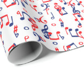 Rood wit en blauwe muziek cadeaupapier (Rol Hoek)