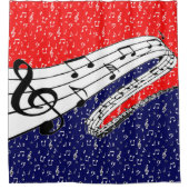 Rood wit en blauwe muziek douchegordijn (Voorkant)