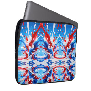 Rood Wit en Blauwe Spatdeken Laptop Sleeve