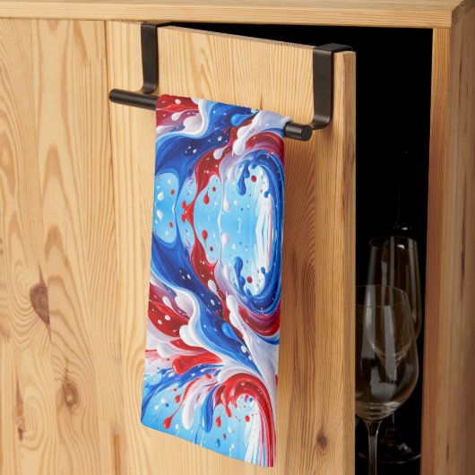 Rood Wit en Blauwe Spatdeken Theedoek (Derde Gevouwen)