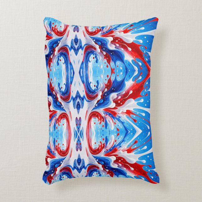 Rood Wit en Blauwe Spatdekken Accent Kussen (Voorkant(Verticaal))
