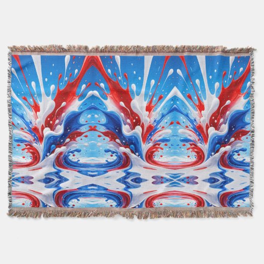 Rood Wit en Blauwe Spatdekken Deken (Voorkant)