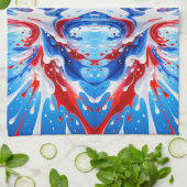 Rood Wit en Blauwe Spatdekken Theedoek (Gevouwen)