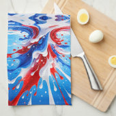 Rood Wit en Blauwe Spatdekken Theedoek (Quarter Fold)