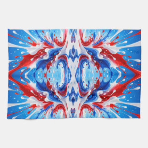 Rood Wit en Blauwe Spatdekken Theedoek