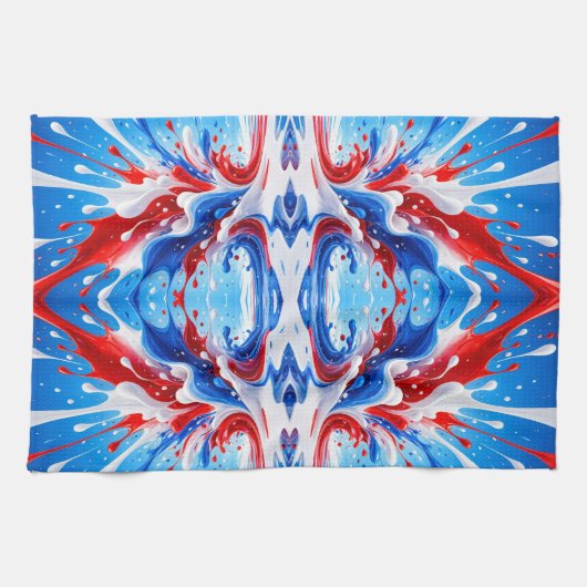Rood Wit en Blauwe Spatdekken Theedoek (Horizontaal)