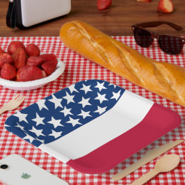 Rood, wit en blauwe Stars and Stripes 4 juli Papieren Bordje