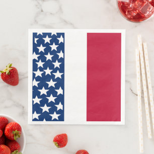 Rood, wit en blauwe Stars and Stripes 4 juli Servet