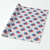 Rood Wit en Blauwe Sterren Patriottisch Cadeaupapi Cadeaupapier (Uitgerold)