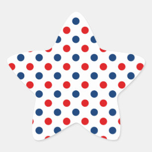 Rood Wit en Blauwe Stippen Ster Sticker