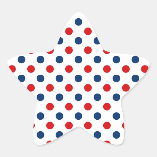 Rood Wit en Blauwe Stippen Ster Sticker (Voorkant)