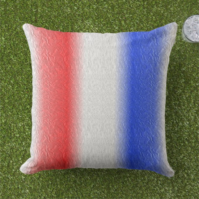 Rood Wit en Blauwe Streep Buitenkussen (Gras)