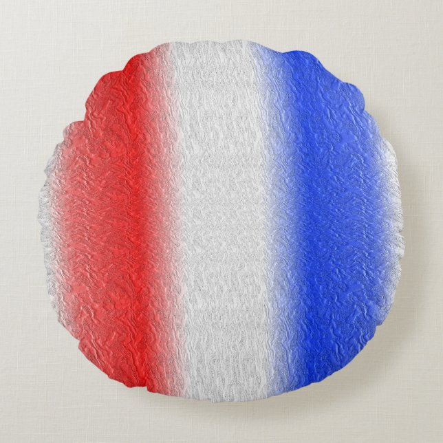 Rood Wit en Blauwe Streep Rond Kussen (Voorkant)