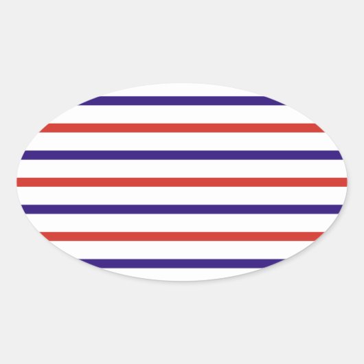 Rood Wit en Blauwe Strepen Ovale Sticker (Voorkant)