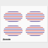 Rood Wit en Blauwe Strepen Ovale Sticker (Vel)