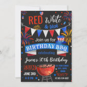 Rood Wit en Blauwe Verjaardags BBQ uitnodiging (Voorkant)
