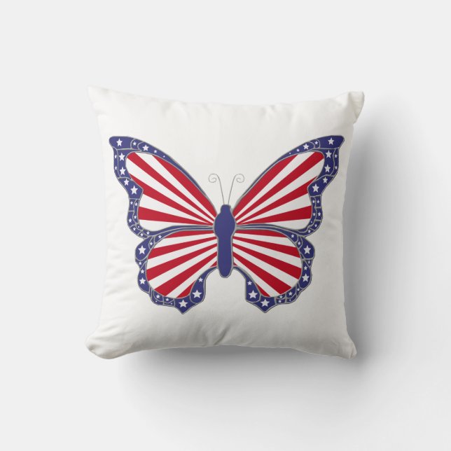 Rood Wit En Blauwe Vlinder Omkeerbare Kussen (Voorkant)