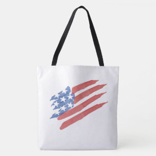 Rood Wit en Blauwe Waterverf Amerikaanse Vlag Tote Bag