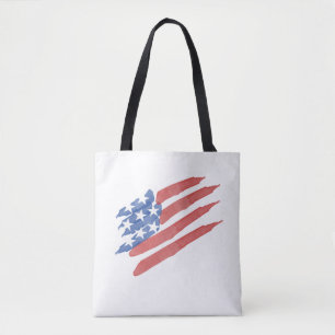 Rood Wit en Blauwe Waterverf Amerikaanse Vlag Tote Bag