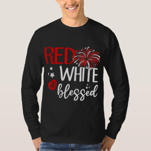Rood wit en bloeiend op 4 juli Jezus Patriottisch T-shirt