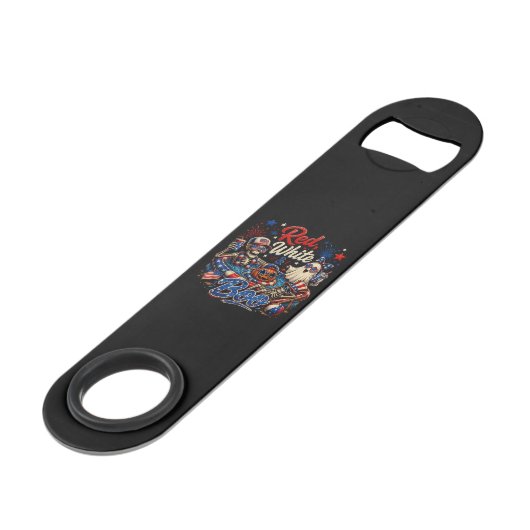 Rood Wit En Boe Patriotisch 4 Juli Speed Flessenopener (Voorkant Gekanteld)