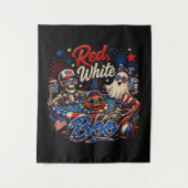 Rood Wit En Boe Patriotisch 4 Juli Wandkleed (Voorkant)