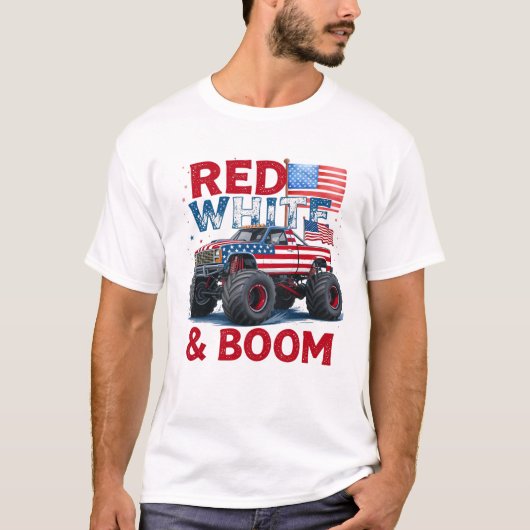 Rood wit en Boom T-shirt, Grappig 4 juli Shirt (Voorkant)