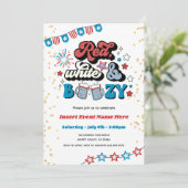 Rood Wit en Boozy 4th van juli Party Adult Kaart (Staand voorkant)