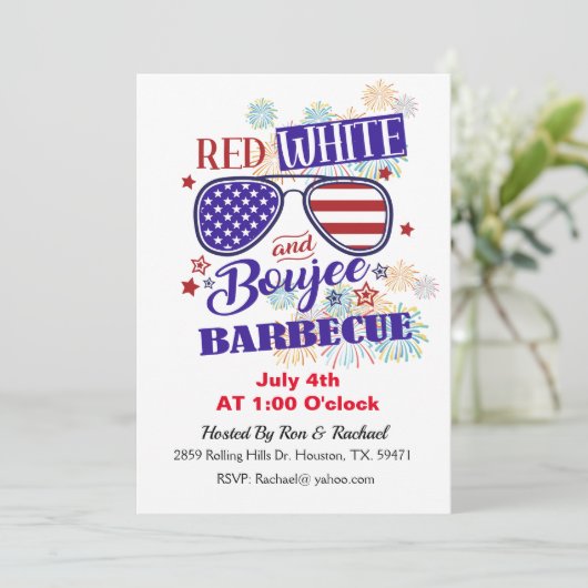 Rood wit en Boujee 4th van juli BBQ Kaart (Staand voorkant)