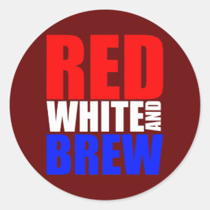 Rood wit en Brew 4 juli Onafhankelijkheidsdag Ronde Sticker