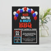 Rood, wit en Brew BBQ 4 juli Partij Kaart (Staand voorkant)