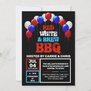 Rood, wit en Brew BBQ 4 juli Partij Kaart