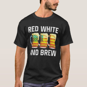 Rood wit en Brew Drink 4 juli USA Americ T-shirt
