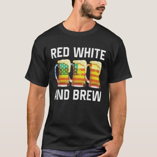 Rood wit en Brew Drink 4 juli USA Americ T-shirt (Voorkant)