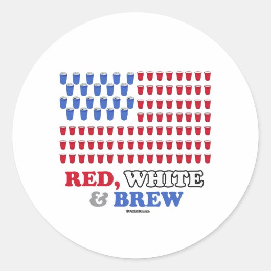 Rood wit en Brew Ronde Sticker (Voorkant)