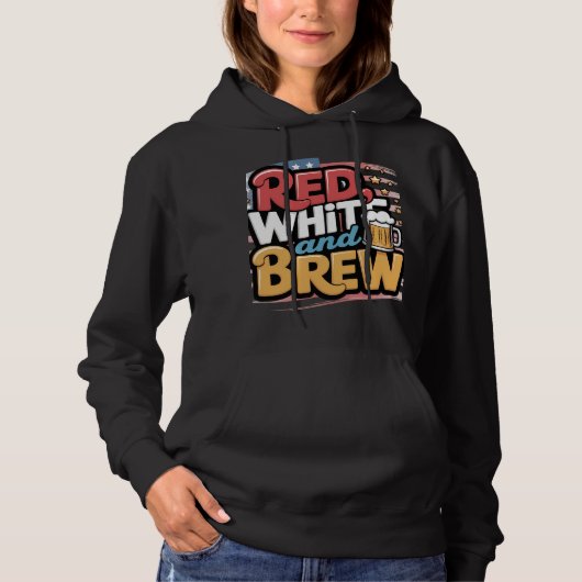 Rood Wit en Brew USA Design Hoodie (Voorkant)