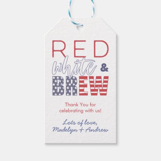 Rood Wit En Brouw 4 Juli Herdenkingsdag Coed Bruil Cadeaulabel (Voorkant)
