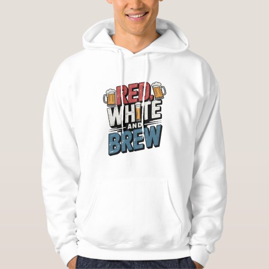 Rood Wit en Brouw Bold Design Hoodie (Voorkant)