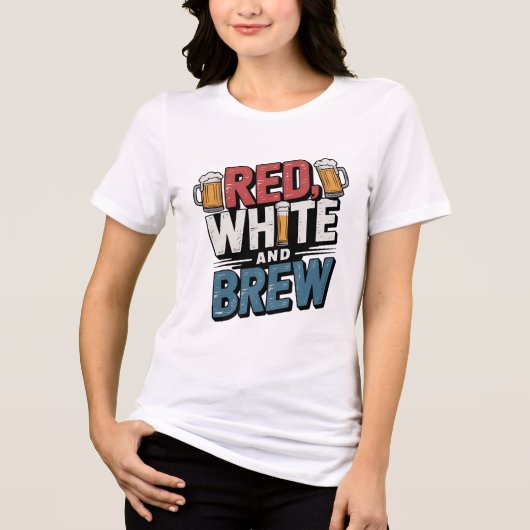 Rood Wit en Brouw Bold Design Tri-Blend Shirt (Voorkant)