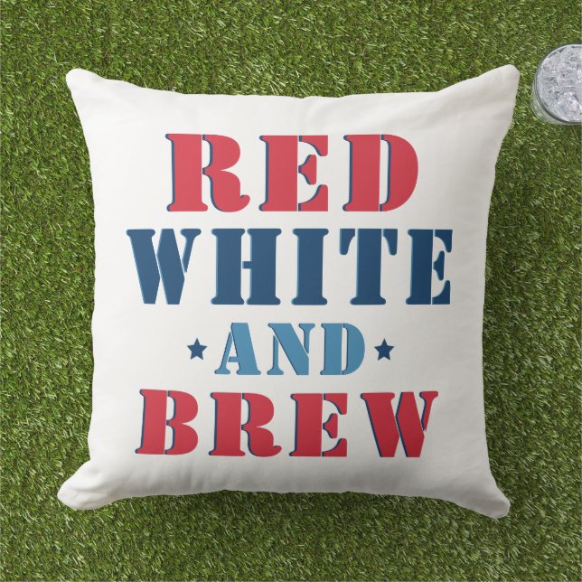 Rood Wit en Brouw Patriottisch Grappig Buitenkussen (Gras)