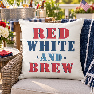 Rood Wit en Brouw Patriottisch Grappig Buitenkussen