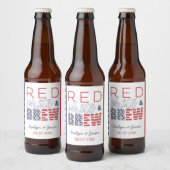 Rood Wit En Brouw USA Achtertuin BBQ Bruiloftsfees Bier Etiket (Flessen)