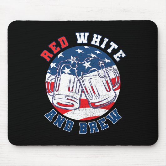 Rood Wit En Brouw! Voor Een 4e Juli Bier Merica Muismat (Voorkant)