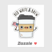 Rood wit en brouwen grappige Amerikaanse vlag koff Sticker (Vel)