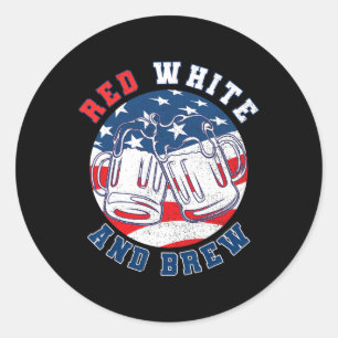 Rood wit en brouwen! Voor een 4 juli Beer Merica Ronde Sticker