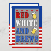 Rood Wit En Brouwsels 4 Juli Patriottische Uitnodi Kaart (Voorkant / Achterkant)
