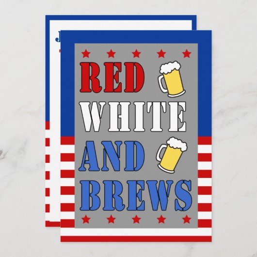 Rood wit en brouwt 4 juli Patriottische uitnodigin Kaart (Voorkant / Achterkant)