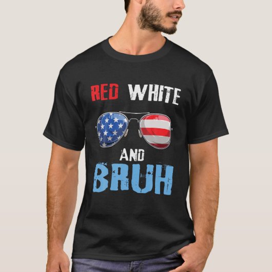 rood wit en bruh 4 juli jongens patriottische tien t-shirt (Voorkant)