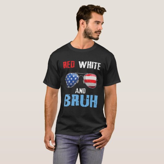 rood wit en bruh 4 juli jongens patriottische tien t-shirt (Voorkant volledig)